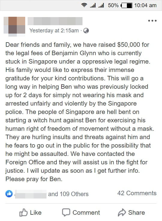 People Allegedly Raised 50k For Anti Mask Sg Expat Who Is Stuck In An Oppressive Regime