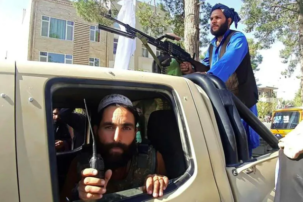 Taliban fighters in a vehicle in Herat after capturing Afghanistan's third-largest city.