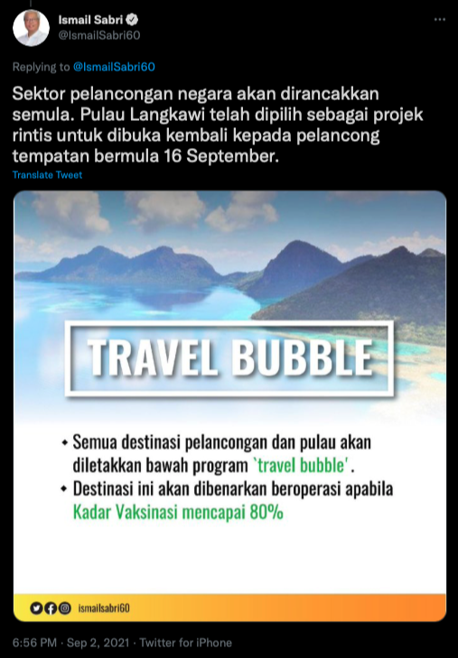 Langkawi travel bubble