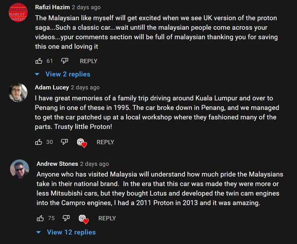 Comments found under furiousdriving's YouTube video.