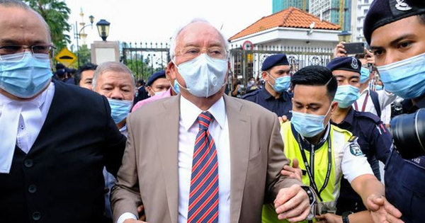 Najib walking out of the court after he was convicted in the SRC International trial on 28 July 2020.