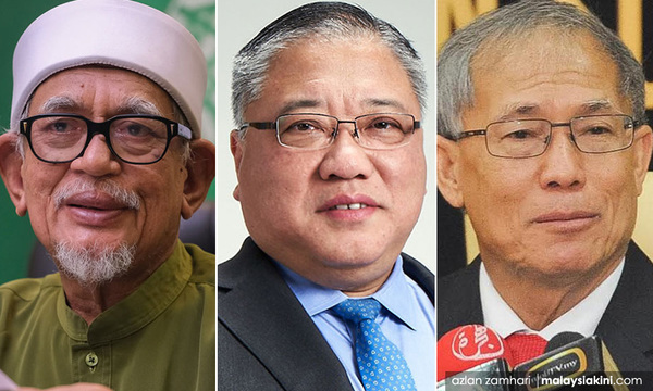 Abdul Hadi Awang, Tiong King Sing, and Richard Riot Jaem.