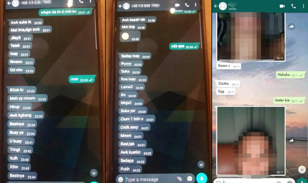 Screenshots of alleged conversations and photos sent to victims by the perpetrator.