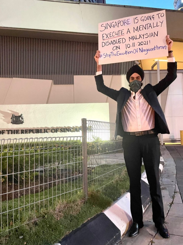 A lawyer and human rights advocate from Kuala Lumpur, Mahajoth Singh, joining the call for the halt of Nagaenthran's execution.