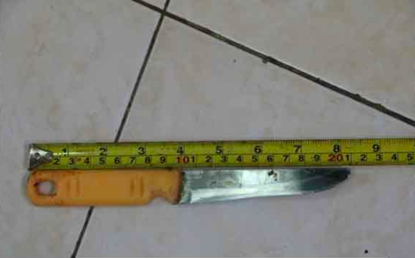 The kitchen knife that was used to slash the 37-year-old victim.