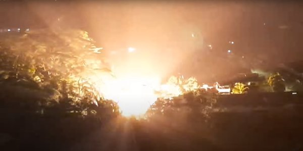 Screenshot from the video, showing the explosion.