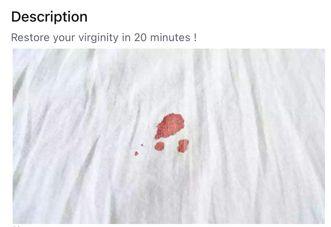 Online Seller Claims Artificial Hymens With Fake Blood Can Restore A  Woman's Virginity