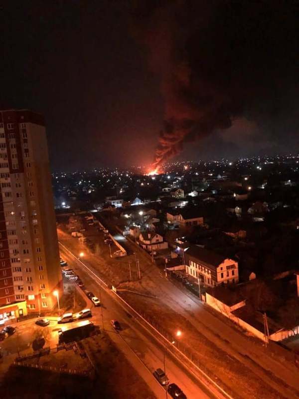 An explosion is seen between the Poznjaky and Kharkivska metro stations in Kyiv.