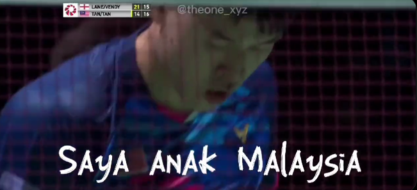 Chan Wei Hoong was heard singing 'Saya Anak Malaysia' during the match between Malaysia's Tan Kian Meng-Tan Wee Kiong and England's Sean Vendy and Ben Lane.