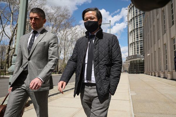 Roger Ng exits the Brooklyn Federal Courthouse after being found guilty on 8 April.